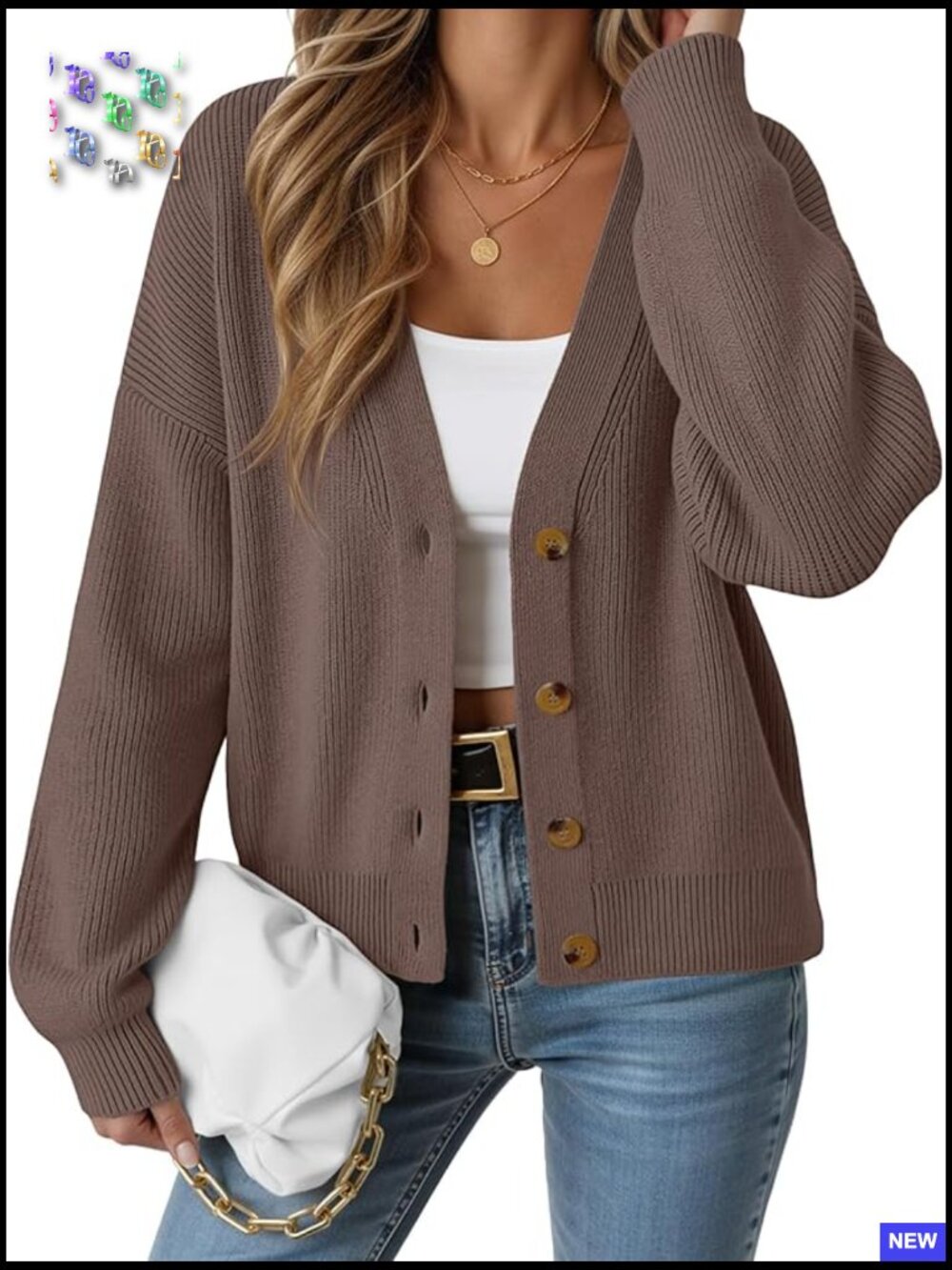 Oversized Lightweight Cardigan Sweater V-Neck Button Down Knit Work Casual